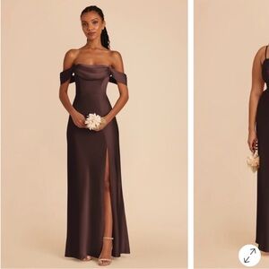 Birdy Grey Off-Shoulder Maxi Dress in Deep Brown